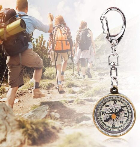 Keychain Compass, Pack of 2 Vintage Style Zinc Alloy Pocket Compass Navigation Tool for Outdoor Camping Hiking in Saudi Arabia