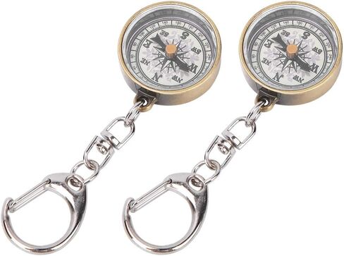 Keychain Compass, Pack of 2 Vintage Style Zinc Alloy Pocket Compass Navigation Tool for Outdoor Camping Hiking in Saudi Arabia