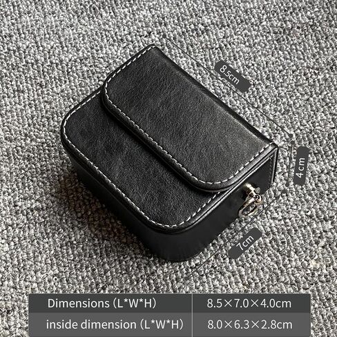 Earplug box, PU leather box for in ear headphones, portable protective case for wired headphones, storage bag for headphone accessories (black) in Saudi Arabia