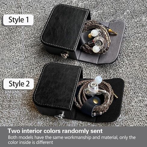 Earplug box, PU leather box for in ear headphones, portable protective case for wired headphones, storage bag for headphone accessories (black) in Saudi Arabia