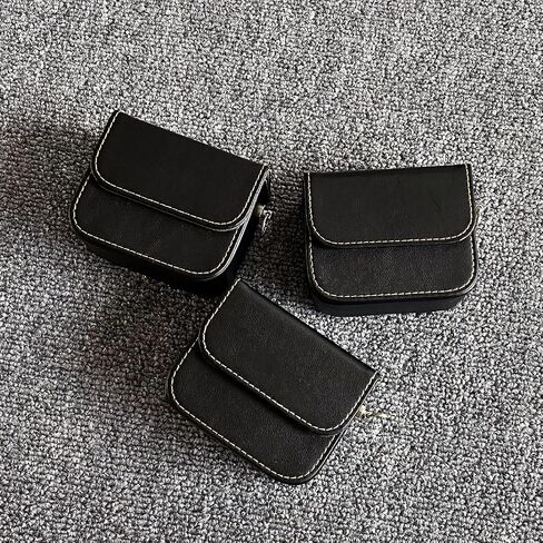 Earplug box, PU leather box for in ear headphones, portable protective case for wired headphones, storage bag for headphone accessories (black) in Saudi Arabia