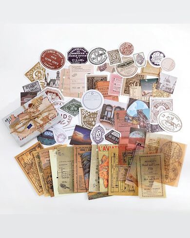 مجموعة Scrapbook Supplies Kit ، Junk Journal Ephemera Pack مع ملصقات Washi ، تصاميم الورق غير اللامعة للمجلات والمخططين والكلامات و DIY (Time Traveler) in Saudi Arabia