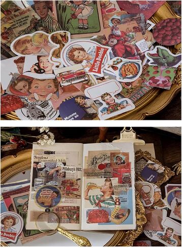 مجموعة Scrapbook Supplies Kit ، Junk Journal Ephemera Pack مع ملصقات Washi ، تصاميم الورق غير اللامعة للمجلات والمخططين والكلامات و DIY (Time Traveler) in Saudi Arabia