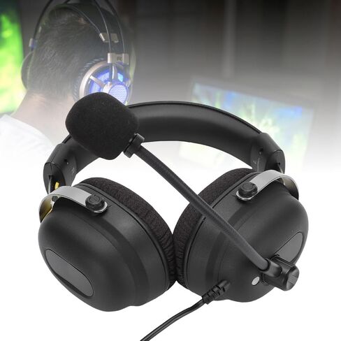سماعة ألعاب USB السلكية ، عزل الضوضاء العزل مضخم صوت 360 درجة 7.1 سماعة رأس صوتي محيطي مع ميكروفون لجهاز الكمبيوتر المحمول لعبة الصوت ثلاثية الأبعاد وضوح in Saudi Arabia