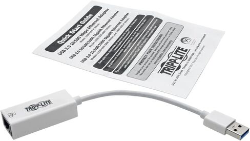 Tripp Lite Eaton Series U336-000-GBW USB 3.0 to Gigabit Ethernet Adapter 10/100/1000 Mbps RJ45 NIC SuperSpeed USB Powered White Windows/Mac Cloud Care Pre-Configured Bundle Eligible (1 Pack) in Saudi Arabia