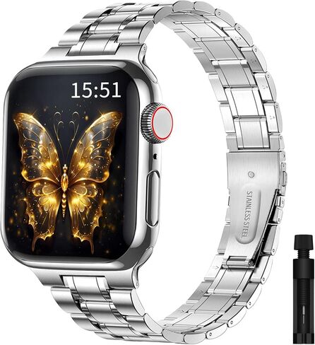 النطاق المعدني متوافق مع IWatch 42mm (Series10) 38mm 40mm 41mm ، العصابات الفولاذ المقاوم للصدأ لسلسلة IWatch 9 8 7 6 5 4 3 2 1 SE Women in Kuwait