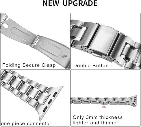 النطاق المعدني متوافق مع IWatch 42mm (Series10) 38mm 40mm 41mm ، العصابات الفولاذ المقاوم للصدأ لسلسلة IWatch 9 8 7 6 5 4 3 2 1 SE Women in Kuwait