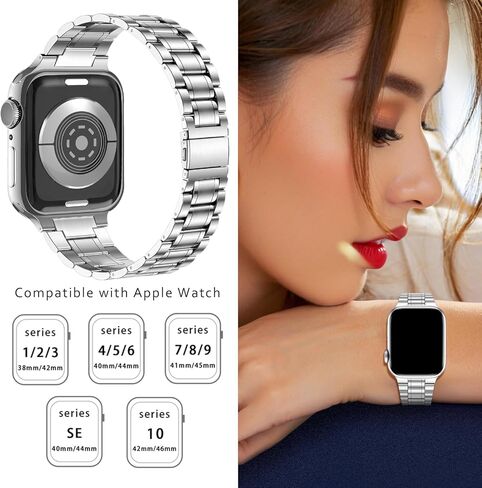 النطاق المعدني متوافق مع IWatch 42mm (Series10) 38mm 40mm 41mm ، العصابات الفولاذ المقاوم للصدأ لسلسلة IWatch 9 8 7 6 5 4 3 2 1 SE Women in Kuwait