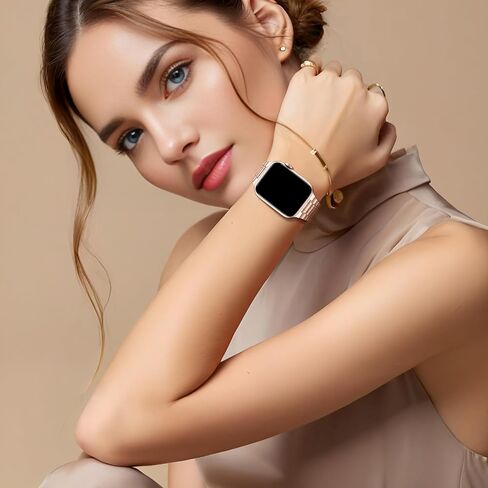 النطاق المعدني متوافق مع IWatch 42mm (Series10) 38mm 40mm 41mm ، العصابات الفولاذ المقاوم للصدأ لسلسلة IWatch 9 8 7 6 5 4 3 2 1 SE Women in Kuwait