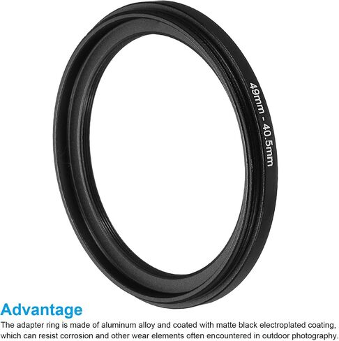 49mm-40.5mm Metal Step Down Ring, Camera Lens Filter Adapter Ring Aluminum Filter Adapter Ring for Camera Lenses Hood, Black in Saudi Arabia