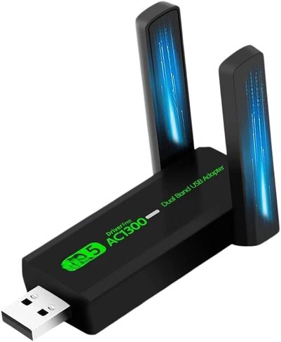 1300 ميجابت في الثانية VVI-fii USB Adaptier Dual Band 2.4GHz/5GHZ COLRRINGE DIONGIE Signal Adaptier Adaptier Expressiver Adaptiver مع PC/LAPTOP WIN 7/10/11 in Saudi Arabia