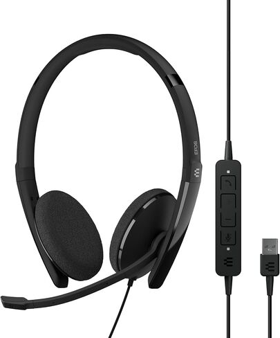 EPOS Adapt 160 USB II - Wired, Double-Sided, UC Optimized Headset with USB Connectivity - Superior Stereo Sound - Enhanced Comfort - Call Control - Black (Renewed) in Saudi Arabia