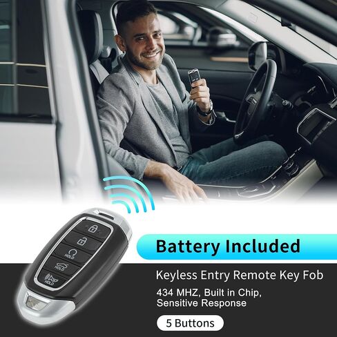 X AutoHaux Nyombec5FOB2004 434MHz استبدال الإدخال بدون مفتاح عن بُعد للمفتاح الذكي FOB لـ Hyundai Elantra Hybrid 2020 2021 2022 2023 No.95440-AA000 5 Buttons in Saudi Arabia