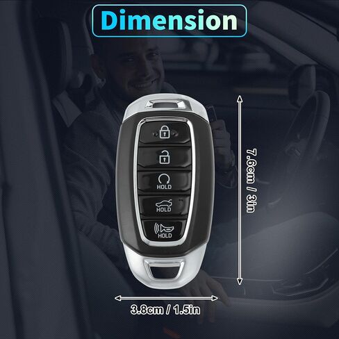 X AutoHaux Nyombec5FOB2004 434MHz استبدال الإدخال بدون مفتاح عن بُعد للمفتاح الذكي FOB لـ Hyundai Elantra Hybrid 2020 2021 2022 2023 No.95440-AA000 5 Buttons in Saudi Arabia