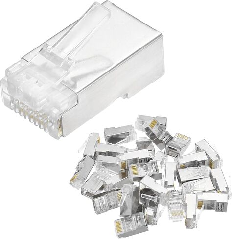 Meccanixity 50pcs cat6a rj45 تمرير من خلال الموصلات ، RJ45 STP/FTP 8P8C المقابس المطلية بالذهب in Kuwait