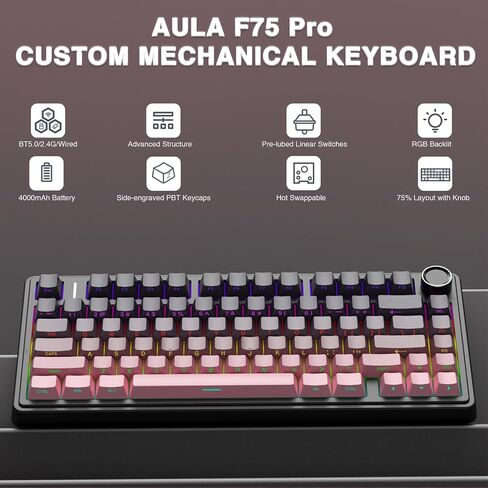 Aula Wireless Keyboard و Mouse Combo ، F75 Pro Mechanical Keyboard SC680 Wireless Mouse in Saudi Arabia