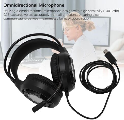 USB Gaming Headset for PC, Computer Headset with Microphone, RGB Lighting Wired Gaming Headset 50mm Speaker Wired Headphones for Laptop Computers in Saudi Arabia