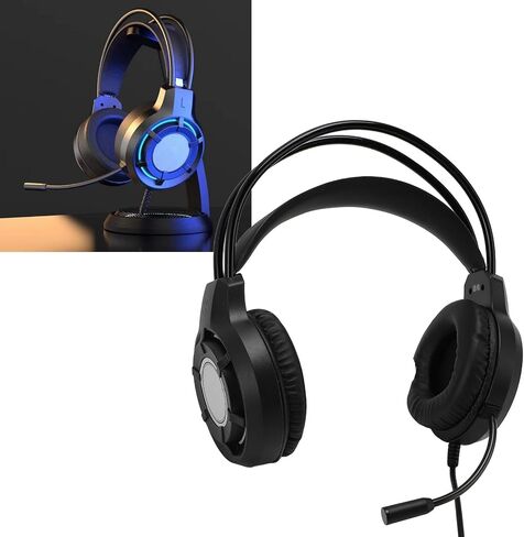USB Gaming Headset for PC, Computer Headset with Microphone, RGB Lighting Wired Gaming Headset 50mm Speaker Wired Headphones for Laptop Computers in Saudi Arabia