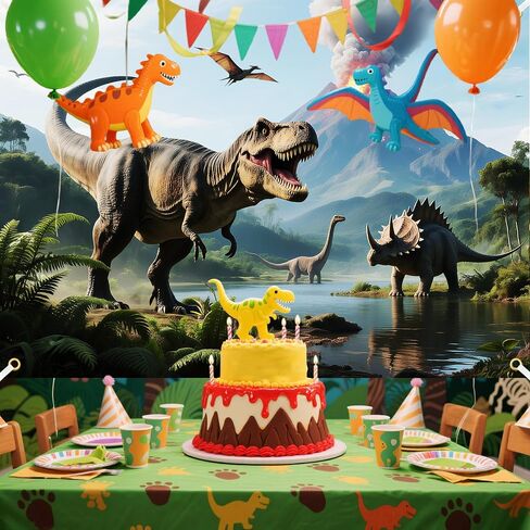 7x5ft Dinosaur Backdrop Dinosaur Park Theme Backdrop Tropical Jungle Decor Dino Birthday Party Decorations Prehistoric Party Supplies with 19.68Ft Rope in Saudi Arabia