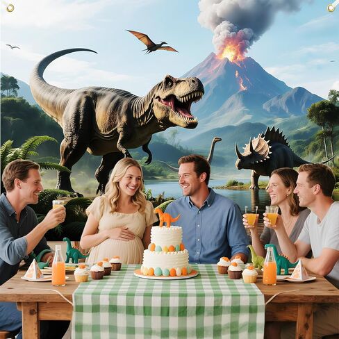 7x5ft Dinosaur Backdrop Dinosaur Park Theme Backdrop Tropical Jungle Decor Dino Birthday Party Decorations Prehistoric Party Supplies with 19.68Ft Rope in Saudi Arabia