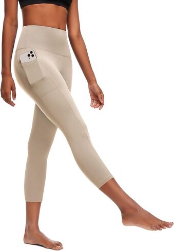 FULLSOFT Capri Leggings with Pockets High Waisted Capri Leggings for Women Workout Yoga Pants Capris in Kuwait