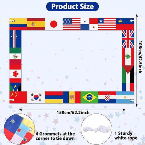 Fabric International Flag Photo Prop Flags Photo Booth Frame International Welcome Photography Backdrop حول الخلفية العالمية للمناسبات الرياضية الريفية ، ديكور 62 × 42 بوصة in Kuwait