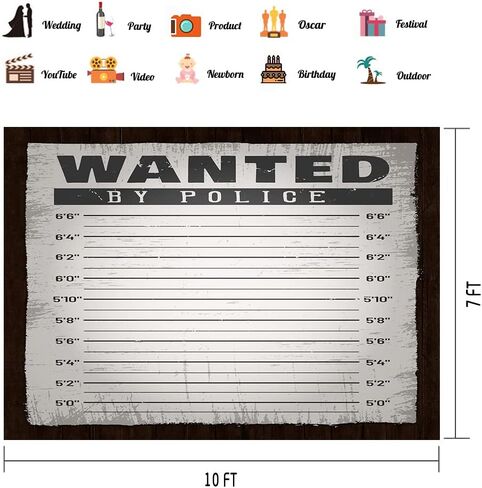 Mugshot Backdrop,Murder Mystery Party Decor for Photography,White 5x7ft | Jail Wanted Theme Backdrop,White Trash Party Decorations,Crime Scene Props for Photo,Redneck Party White Trash Party in Saudi Arabia