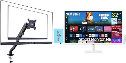 Samsung M5 M50D 32" FHD VA Smart Monitor with 4ms Response Time, Anti Glare, Flicker Free, VESA Mount (100 x 100mm), HDMI & Dockztorm USB Port Expander, White (LS32DM501ENXZA) in Saudi Arabia