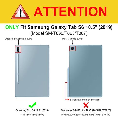 حافظة Fintie لجهاز Samsung Galaxy Tab S6 10.5" 2019 (موديل SM-T860/T865/T867)، [تصميم فتحة قلم S حاصل على براءة اختراع] غطاء حامل عرض متعدد الزوايا تنبيه/غفو تلقائي، ظلال زرقاء in Saudi Arabia