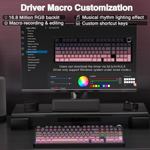 AULA F99 Pro Wireless Mechanical Keyboard with Knob,Tri-Mode BT5.0/USB-C/2.4GHz Hot Swappable Keyboard,Pre-lubed Switches,RGB Backlit Computer Gaming Keyboards (Renewed) in Kuwait