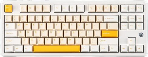 AJAZZ AK870 V2 TKL Gasket Mechanical Keyboard, BT5.0/2.4GHz/USB-C Wireless Gaming Keyboard with 10000mAh Battery, RGB Backlits, 5-Layer Padding, NKRO for Win/Mac (White Yellow) in Kuwait