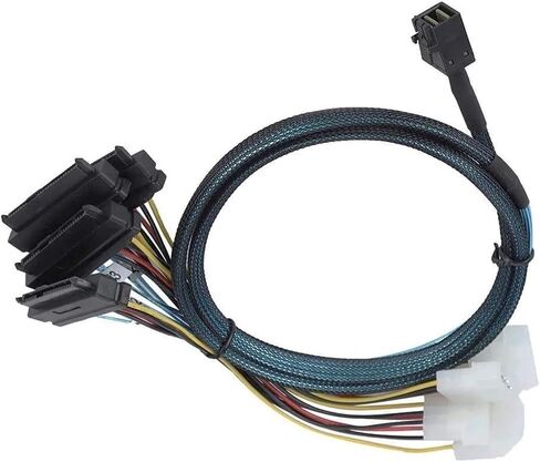 INTERNAL M1NI S/A/S SFF-8643 إلى 4x SFF-8482 كابل ، M1NI S/AS HD SFF-8643 إلى 29-PIN S/A/S SFF-8482 ، مع قوة IDE 4PIN SATA (1M) in Kuwait