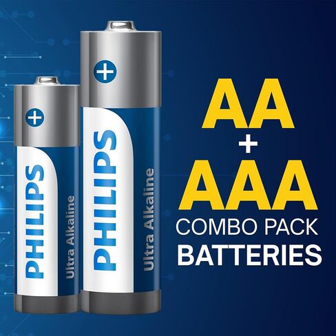 Philips-حزمة التحرير والسرد AA و AAA 48 Count ، حزمة متنوعة من بطارية فائقة القلوية ، مدتها 24 عبوة ، عمرها 10 سنوات ، قوة طويلة الأمد ، عبوات قابلة لإعادة التغليف ، متينة ومقاومة للتسرب. in Saudi Arabia