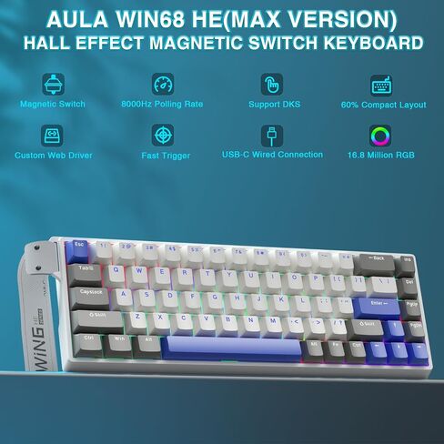 AULA Wireless Keyboard and Mouse Combo, WIN68 HE MAX Magnetic Switch Wired Mechanical Gaming Keyboard SC900 Pro Wireless Mouse in Saudi Arabia