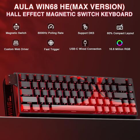 Aula Wireless Keyboard و Mouse Combo ، Win68 He Max Magnetic Switch Wired Mechanical Gaming Keyboard SC900 Pro Wireless Mouse in Saudi Arabia