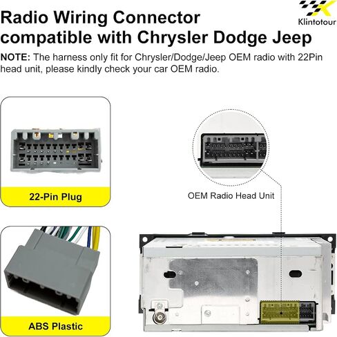 Aftermarket Radio Wiring Adapter Compatible with Chrysler 2015-2018/Dodge 2014-2019/Jeep 2018-2019, 16Pin Android Car Stereo Harness with SWC Reverse, Fits for Ram Wrangler Grand Cherokee Challenger in Kuwait