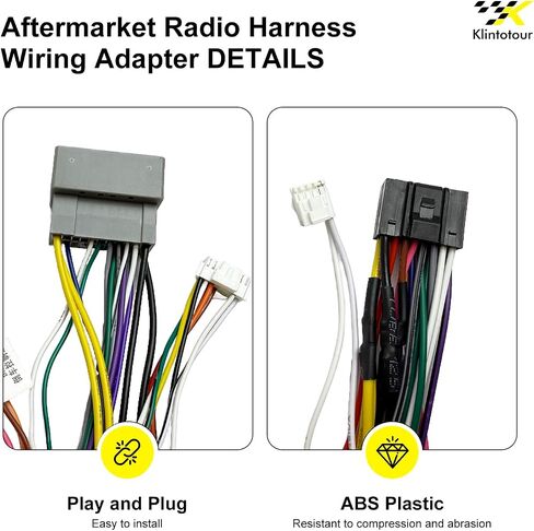 Aftermarket Radio Wiring Adapter Compatible with Chrysler 2015-2018/Dodge 2014-2019/Jeep 2018-2019, 16Pin Android Car Stereo Harness with SWC Reverse, Fits for Ram Wrangler Grand Cherokee Challenger in Kuwait