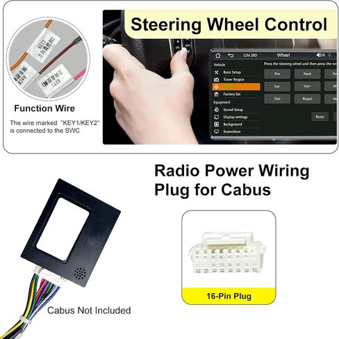 Aftermarket Radio Wiring Adapter Compatible with Chrysler 2015-2018/Dodge 2014-2019/Jeep 2018-2019, 16Pin Android Car Stereo Harness with SWC Reverse, Fits for Ram Wrangler Grand Cherokee Challenger in Kuwait