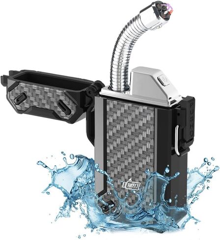 قوس مزدوج USB معسكر كهربائي قابلة للشحن أخف مع أخف وزنا قابلة للسحب للرقبة الطويلة المقاومة للماء لأخف وزنا في الهواء الطلق والشواية والشمعة (الكربون) in Kuwait