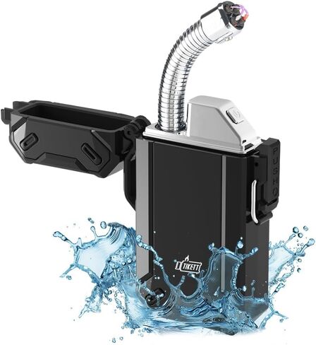 قوس مزدوج USB معسكر كهربائي قابلة للشحن أخف مع أخف وزنا قابلة للسحب للرقبة الطويلة المقاومة للماء لأخف وزنا في الهواء الطلق والشواية والشمعة (الكربون) in Kuwait