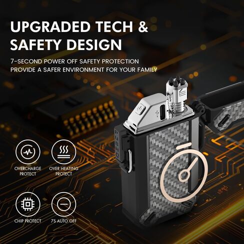 قوس مزدوج USB معسكر كهربائي قابلة للشحن أخف مع أخف وزنا قابلة للسحب للرقبة الطويلة المقاومة للماء لأخف وزنا في الهواء الطلق والشواية والشمعة (الكربون) in Kuwait