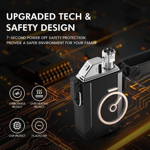 قوس مزدوج USB معسكر كهربائي قابلة للشحن أخف مع أخف وزنا قابلة للسحب للرقبة الطويلة المقاومة للماء لأخف وزنا في الهواء الطلق والشواية والشمعة (الكربون) in Kuwait