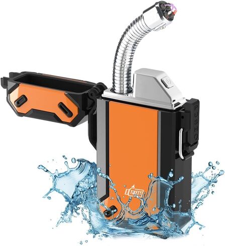 قوس مزدوج USB معسكر كهربائي قابلة للشحن أخف مع أخف وزنا قابلة للسحب للرقبة الطويلة المقاومة للماء لأخف وزنا في الهواء الطلق والشواية والشمعة (الكربون) in Kuwait