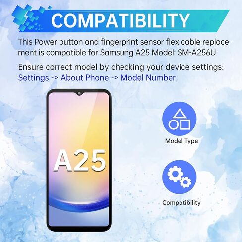 زر الطاقة وأجهزة استشعار البصمات المرنة استبدال كابل Samsung Galaxy A25 Flex Cable Side On/Off Switch Control Control Parts SM-A256U SM-A256U1 (Brave Black) in Kuwait
