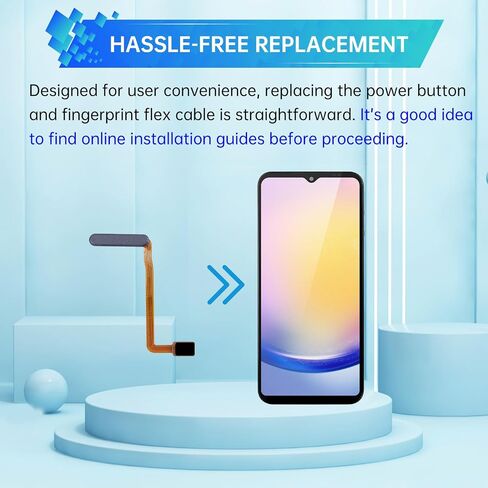 زر الطاقة وأجهزة استشعار البصمات المرنة استبدال كابل Samsung Galaxy A25 Flex Cable Side On/Off Switch Control Control Parts SM-A256U SM-A256U1 (Brave Black) in Kuwait