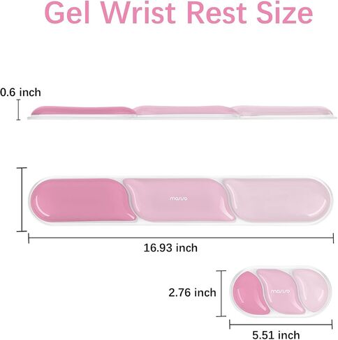 MOSISO Gel Keyboard Wrist Rest&Wrist Support for Mouse, Streamlined Ergonomic Soft Cooling Gel Mousepad Pain Relief Easy Typing Pad Non-Slip Computer Laptop Home/Office, Cherry Pink in Saudi Arabia