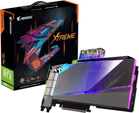 GIGABYTE AORUS GEFORCE RTX 3090 XTREME WATERFORCE WB 24G GRASTS ، نظام تبريد Waterforce Block ، بطاقة فيديو 24 جيجابايت 384 بت ، GV-N3090AORUSX WB-24GD in Kuwait