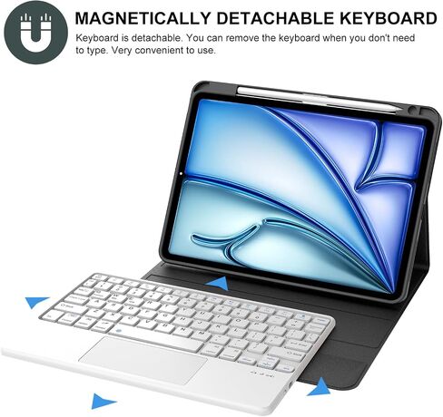Touchpad Keyboard Case Compatible with iPad Air 11-inch M3/M2 (2025/2024) Case with Keyboard,Folio Cover with Pencil Holder for Air 11" M3/M2 (2025/2024) - Dark Blue in Kuwait