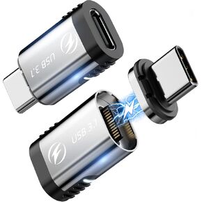 USB C Magnetic Adapter Right (2 Pack), 24Pin Type C Connector, Support PD 100W Fast Charge, USB 3.1 10Gb/s Data Transfer, 4K@60Hz Video Output for MacBook Pro/Air,Phone and More Type C Devices (Grey) in Kuwait