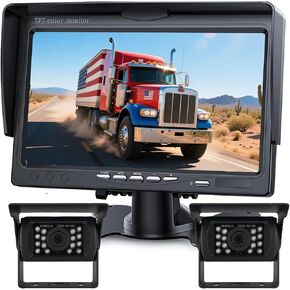 Backup Camera Monitor Kit,7" HD 1080P Monitor,IP69 Waterproof Rearview Reversing Rear View Camera for Truck Trailer Semi-Trailer Box Truck RV Pickup Truck,Easy Installation (Dual Cam) in Saudi Arabia